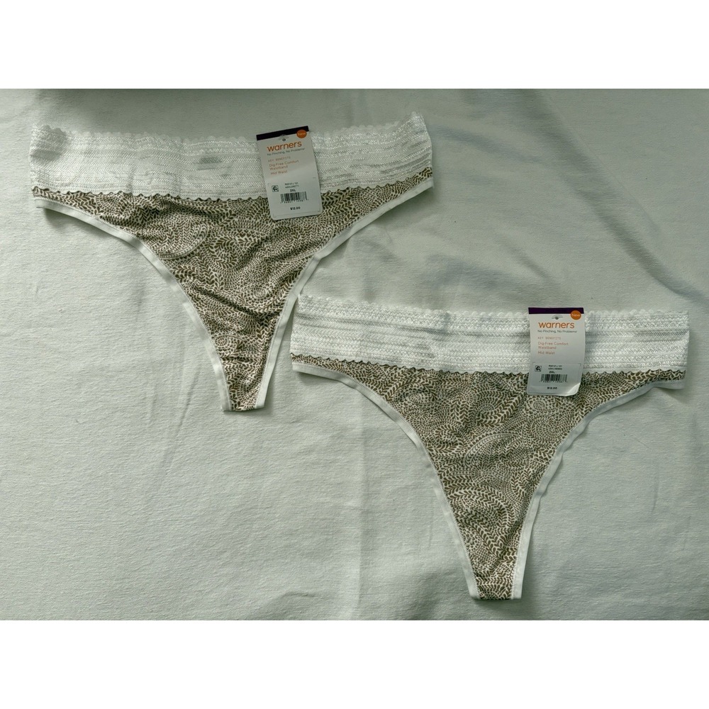 NEW Warners No Pinching No Problems Lace Thong Rx5101J Women Size 2XLarge 2 Pair